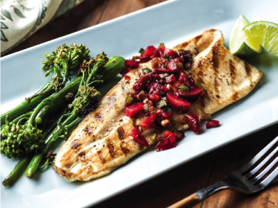Grilled Clear Springs Rainbow Trout Fillets with Cherry Salsa